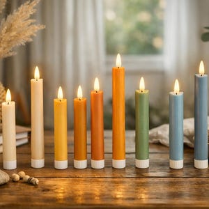 Candela LED con timer, candela conica - candela senza fiamma - vari colori - aspetto rustico in vera cera - fiamma realistica - 2 misure