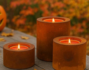 Metal fire bowl - Rust garden torch - Candle holder - Garden decoration - Outdoor candle flame bowl - Garden torch - Gift idea