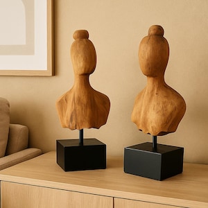 Wooden sculpture - Bust of a woman with a bun - African decorative figure made of wood - Wooden sculpture - Modern living room decoration - Wooden figure - Gift idea