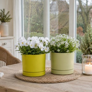 Blumentopf modern, Pflanztopf in Salbei oder Limettengrün, Übertopf für Zimmerpflanzen, Deko Topf - Wohnzimmer Deko - Geschenkidee
