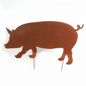Garden Stake Pig - Metal Garden Stake - Rust - Gift Idea - 50 x 40 cm, Weatherproof