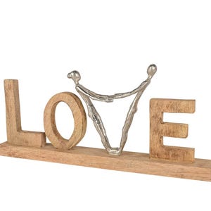 LOVE stand - lettering wood metal - wooden lettering love - natural wood - decoration for the living room - gift for a wedding, girlfriend