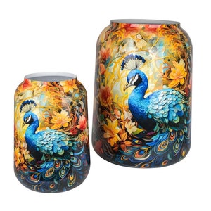 XXL metal vase - floor vase with peacock motif - floor vase - decorative vase - designer vase - gift idea - 2 sizes