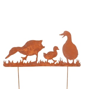 Garden stake - rust stake duck family - metal stake garden - garden figure - flower bed decoration - vintage style - gift idea