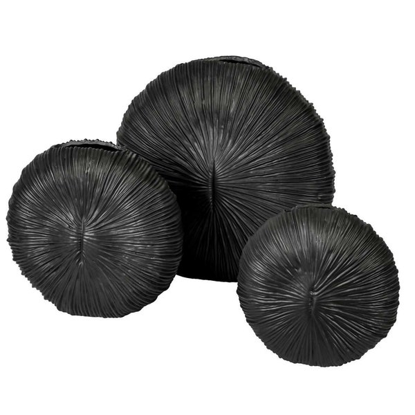 Moderne Vase oval schwarz-matt glasiert Keramikvase Blumenvase strukturierten Musterung