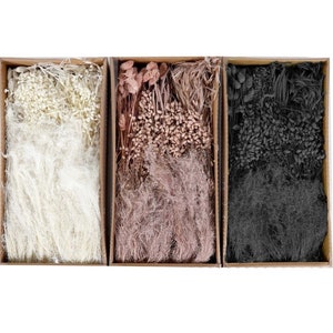 Mix di fiori secchi - decorazione di fiori secchi - bianco/nero/rosa - bouquet di fiori secchi fai da te - decorazione da tavola da realizzare da soli