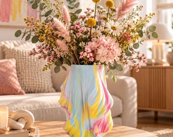 Vaso moderno e colorato, vaso decorativo arcobaleno con effetto 3D – vaso di fiori di design – decorazione colorata per il soggiorno – idea regalo