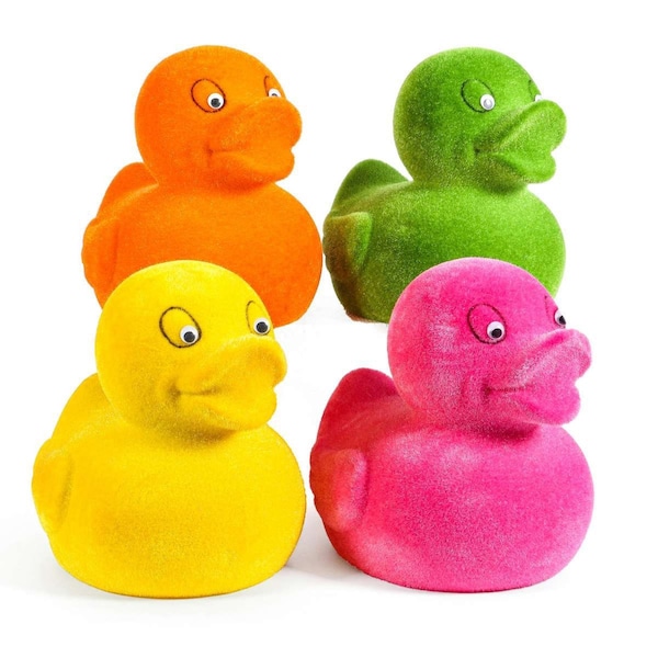 XL Quietscheente samtweich beflockt, Kunststoff Deko-Ente, Badeente, Geschenkidee