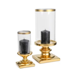 Lantern glass, gold-matt - Christmas candle holder - Pillar candle holder - Candle glass with base - Advent decoration