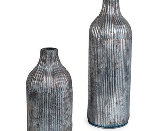 Vase de sol en métal ondulé XXL, vase en herbe de pampa, vase décoratif