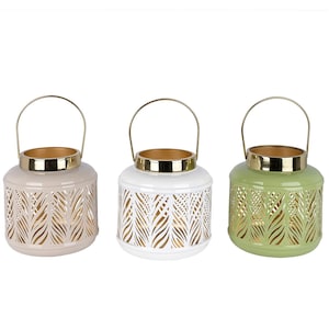 Garden lantern metal – lantern garden decoration – summery lantern with gold inner coating – garden lantern – 3 colors
