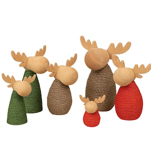 Christmas moose decoration wooden figure – Scandinavian decoration moose in 3 colors – Christmas decoration made of wood and cord – Christmas gift idea