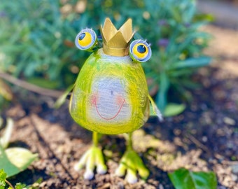 Figurine de jardin prince grenouille, figurine en métal grenouille, décoration de jardin, résistante aux intempéries