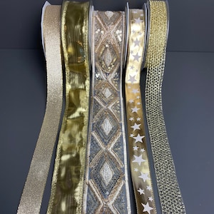 Decorative ribbon - ribbon / gift ribbon / ribbon package gold / Christmas