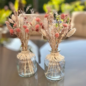 Small dried flower bouquet with vase - pink and white - table decoration dried flowers - boho decoration