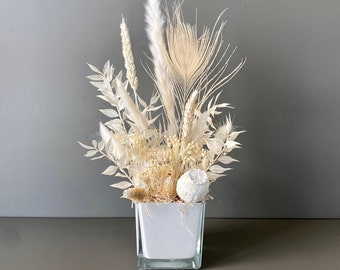 Dried flower arrangement - peacock feather / table decoration / table arrangement / gift / wedding / housewarming gift