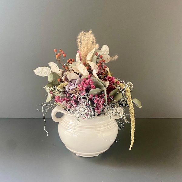 Vintage Trockenblumen-Gesteck, Blumengesteck Herbst, Hochzeit Deko, Tischgesteck