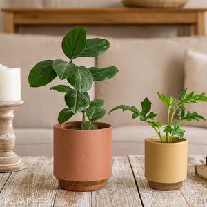 Flowerpot, pink/taupe, planter with structure, sandblasted plant pot - rustic pot for planting - gift idea - 3 sizes