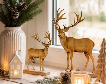 Metal Christmas decoration deer, reindeer standee, table decoration in country style, Christmas decoration, deer figurine, gift idea, 2 sizes