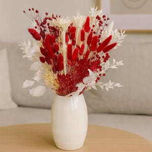 Red dried flower bouquet, modern bouquet of dried flowers &quot;red love&quot; table decoration red - gift idea girlfriend