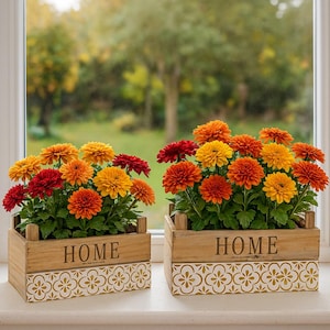Wooden planter box - Wooden flower pot set of 2 - Wooden box home - Window sill box - Garden decoration - Gift idea
