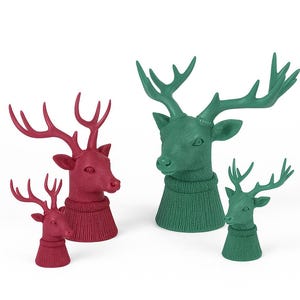 Decorative deer head - reindeer with antlers - Christmas decoration figure - Christmas statue - deer with sweater - gift idea - 2 colors