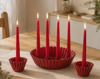 Red metal Advent candle holder, candle plate for candles, Christmas decoration, table decoration, several variations, Christmas gift idea