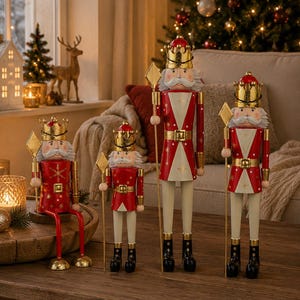 Cascanueces de metal para decoración navideña, figura de soldado navideño, figura decorativa para estante, figura decorativa, idea de regalo de Navidad - 4 variaciones