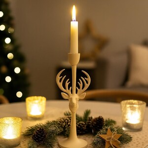 Deer candle holder cream - Christmas candle holder - winter decoration, table decoration Advent - gift idea living room