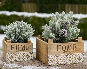 Wooden planter box - Wooden planter box - Flower pot set of 2 - Wooden box home - Window sill decoration - Garden decoration - Gift idea