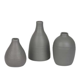 Vase set anthracite – 3 ceramic vases | Flower vases 10–14 cm – Decoration for weddings, boho table decorations, gift idea vase