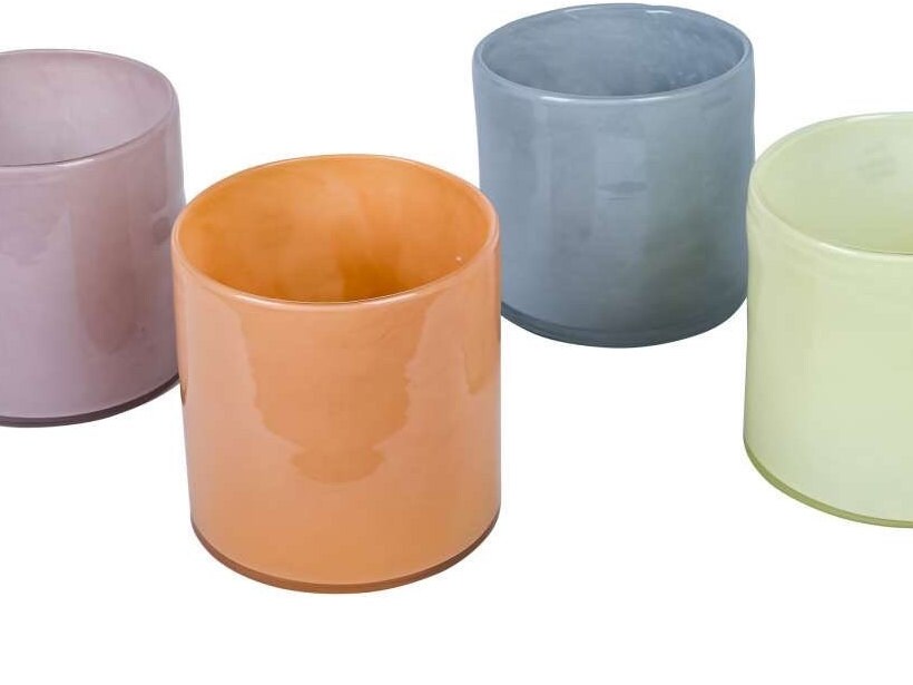Colorful Glass Flower Pots, Modern Planter - Marbled Plant Pot - Glass ...