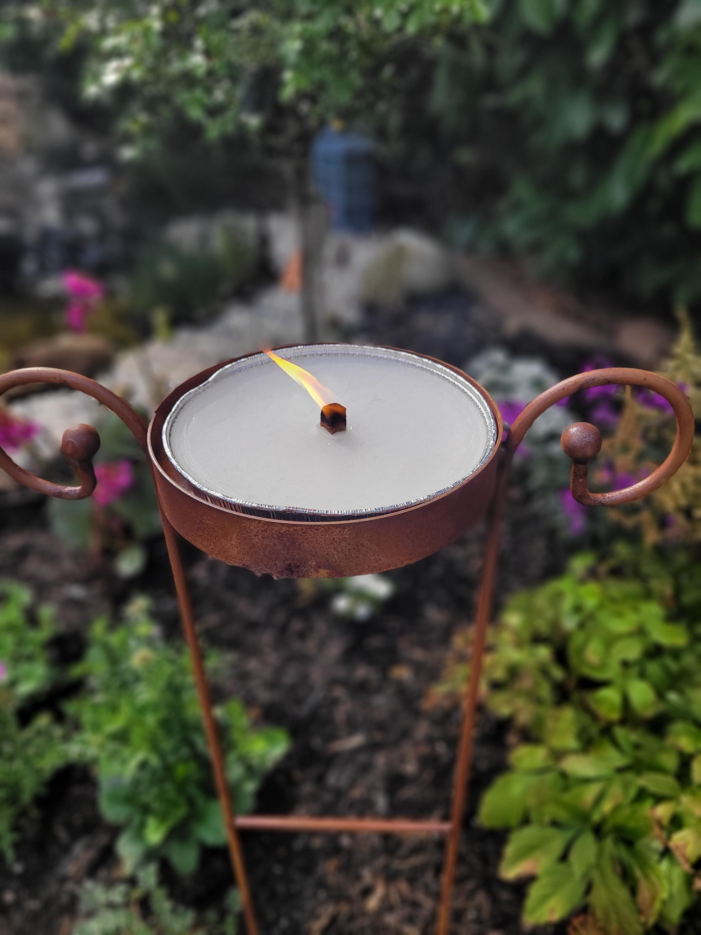 Flammschalen Kerzen Outdoor, Gartenkerze, Kerze für draußen, Terrassendeko, Gartendeko, Windlicht Garten, Weihnachtsdeko, Herbst - 3er Set
