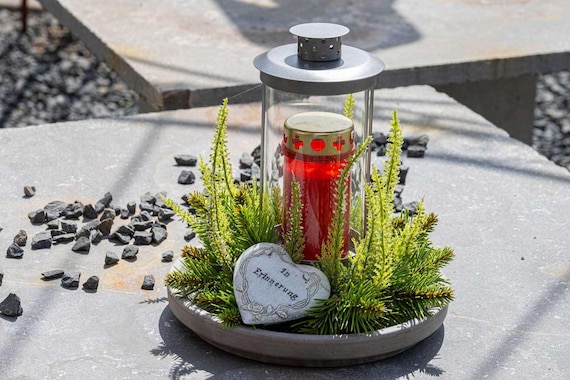 Metall Grablaterne Friedhofslaterne, Grablicht - Stablaterne - Grabdekoration für Friedhof - Grablaterne Halter - Laterne auf Stab