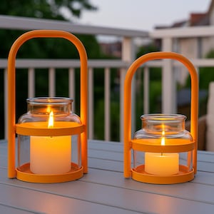 Round metal lantern - decorative lantern with bracket - indoor and outdoor lighting - weatherproof - garden lantern - metal candle holder