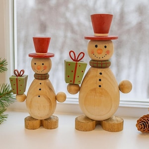 Wooden snowman decoration - Christmas decoration made of wood - wooden figure autumn decoration - table decoration winter - Christmas gift - decorative figure for Christmas