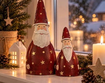 Babbo Natale in metallo rosso, decorazione di San Nicola, statuetta natalizia, decorazione per finestre, decorazione per soggiorno, decorazione per giardino - Idea regalo - 2 misure