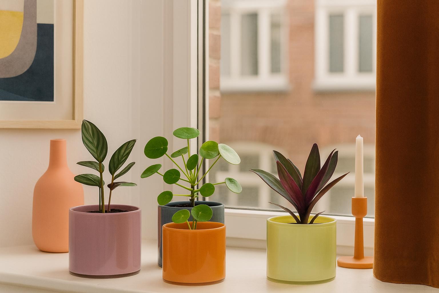 Colorful Glass Flower Pots, Modern Planter - Marbled Plant Pot - Glass ...