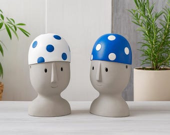 Decorative swimmer with bathing cap - bathroom decor - nautical decor in blue/white - retro bathing figure - gift idea