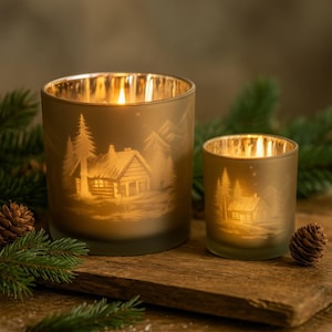 Winter tealight glass - Christmas lantern - tealight winter landscape - Advent candle holder - gift idea - 4 sizes