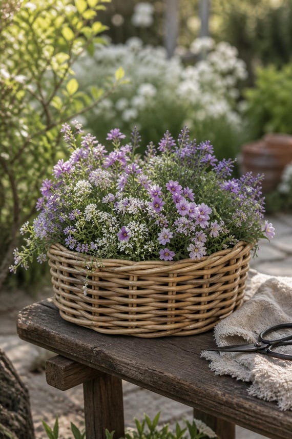 Rattan Pflanzschale Pflanzkorb rund, Weidenkorb zum Bepflanzen, Korb Pflanztopf Ø 25 oder 45 cm - Geschenkidee Garten