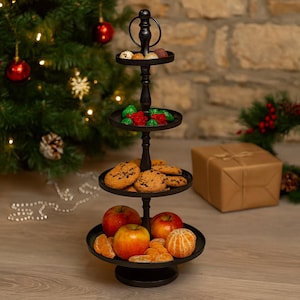 XL Etagere, black made of metal – Multi-tiered serving platter – Fruit bowl buffet decoration – Table decoration – Wedding – 2 sizes