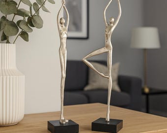 Tanzende Statue, Deko-Figur modern - Yoga Deko - Metallfigur - Skulptur - Geschenk Wohnzimmer, Freundin