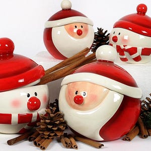 Keramik-Weihnachtsmann-Keksdose Mit Deckel – Luftdicht, Vielseitig – Deko Und Aufbewahrung Für Süßigkeiten, Büro Oder Wohnzimmer – Rot