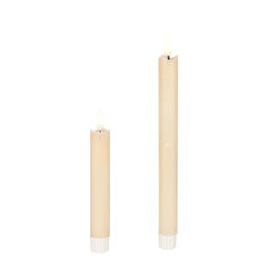 LED Stabkerze Cremefarben, flackernde LED-Flamme, Echtwachs-Optik
