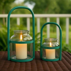 Round metal lantern - decorative lantern with bracket - indoor and outdoor lighting - weatherproof - garden lantern - metal candle holder