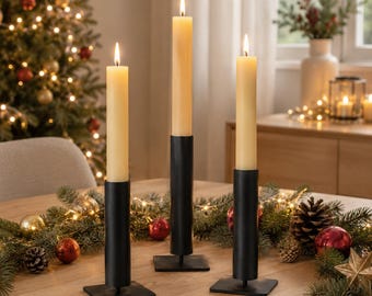 Black metal candle holder, taper candle holder, modern candlestick, candlestick for taper candles, Christmas table decoration – 2 sizes