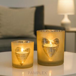 Tealight glass Love - Tealight heart motif - Table decoration wedding - Lantern friendship - Gift idea love - 3 sizes