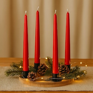 Simple wooden Advent wreath - candle holder - DIY Christmas plate - Advent decoration - candle holder for 4 candles - Christmas table decoration