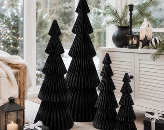 Papier Weihnachtsbaum Schwarz, Dekobaum mit Magnet, faltbar, Weihnachtsdekoration, Adventsdeko, Geschenkidee Weihnachten - 4 Größen